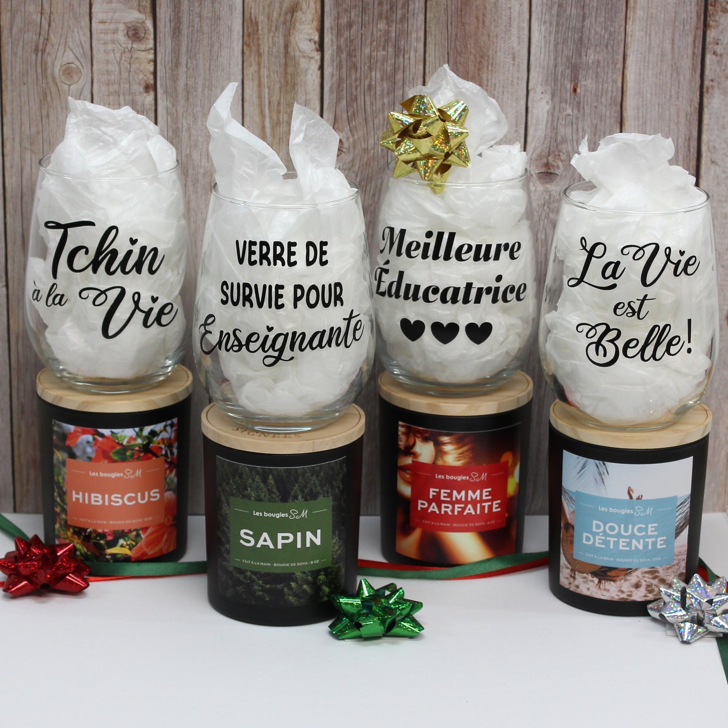 cadeau , duo , coupe de vin ,bougie , gift , noel 