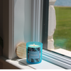 oasis , bougie , bleu , mer , ocean , plage , vacances , sel de mer , bougies sm , candle ,cire de soya , 8 oz, candle , fait a la main ,achat local , air frais , fraicheur , doux, fragrance , parfum