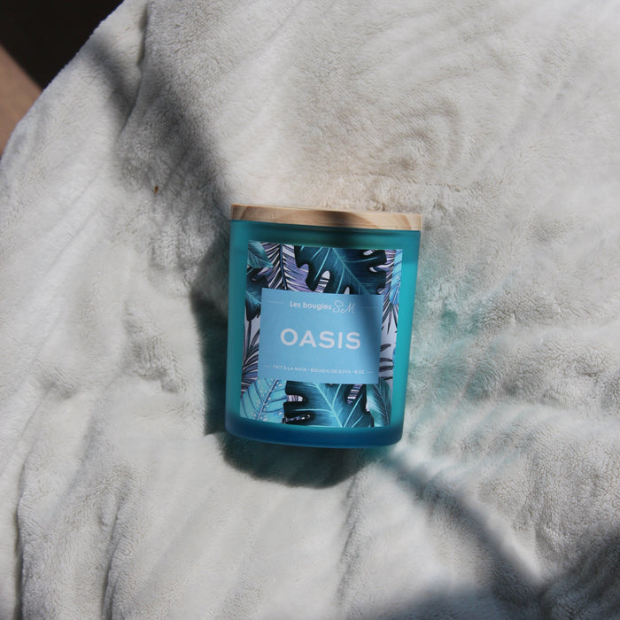 oasis , eau , mer, été , bleue , océan breeze , fait a la main , bougie , candle , OCEAN , cire de soya , soya wax , 8 oz , candle , smells good , summer vibes , plage , beach